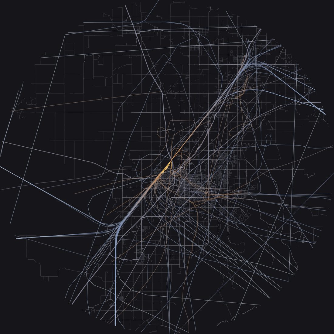 Every aircraft below 15,000 feet within 28 km of Idaho Falls Regional Airport on Sunday, August 9, 2026, over the street map