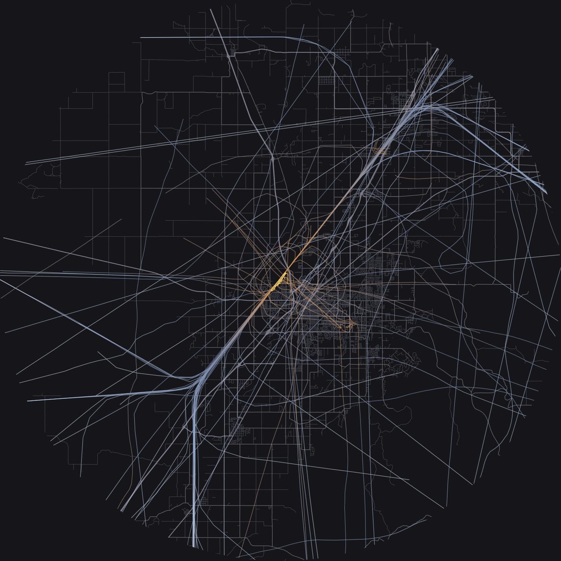 Every aircraft below 15,000 feet within 28 km of Idaho Falls Regional Airport on Monday, August 10, 2026, over the street map