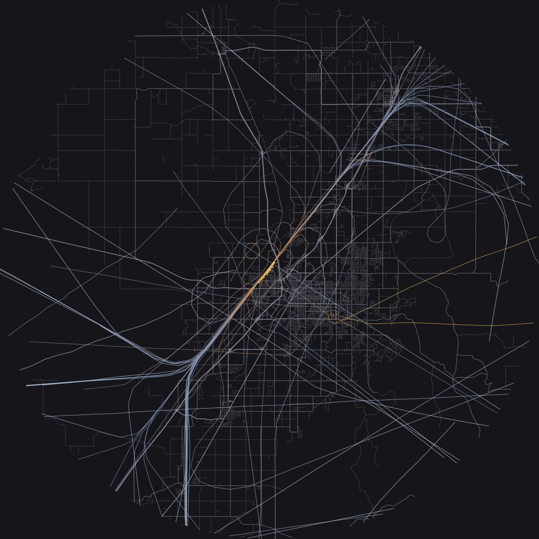 Every aircraft below 15,000 feet within 28 km of Idaho Falls Regional Airport on Thursday, August 13, 2026, over the street map