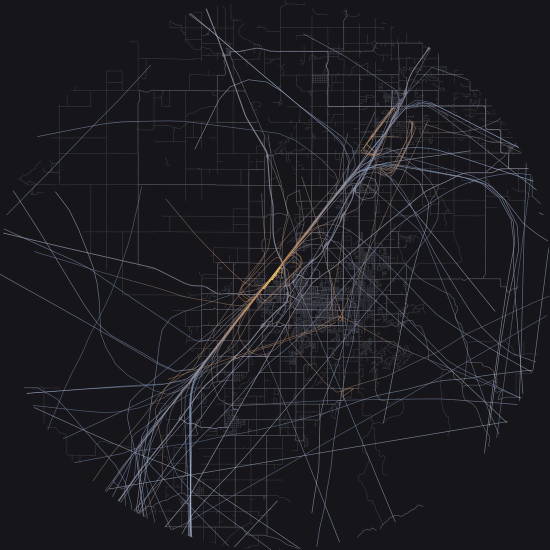Every aircraft below 15,000 feet within 28 km of Idaho Falls Regional Airport on Monday, August 17, 2026, over the street map