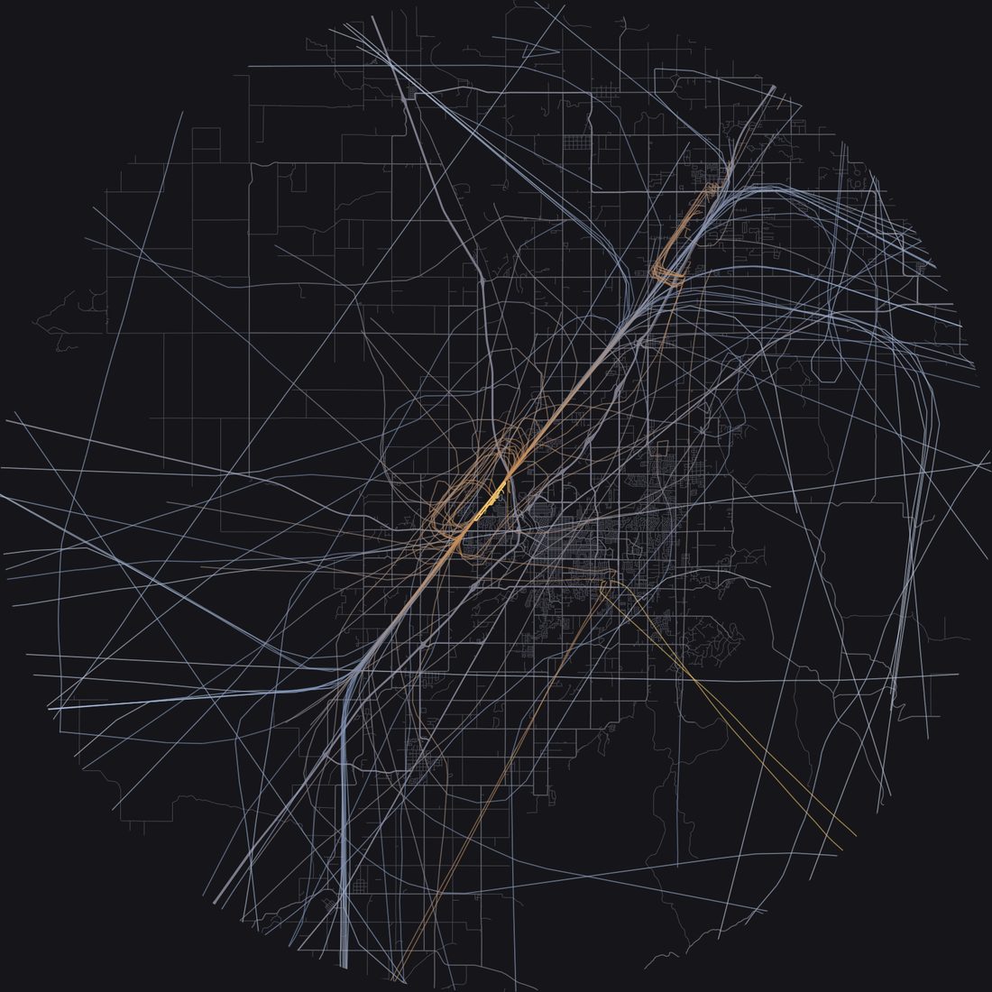 Every aircraft below 15,000 feet within 28 km of Idaho Falls Regional Airport on Thursday, August 20, 2026, over the street map