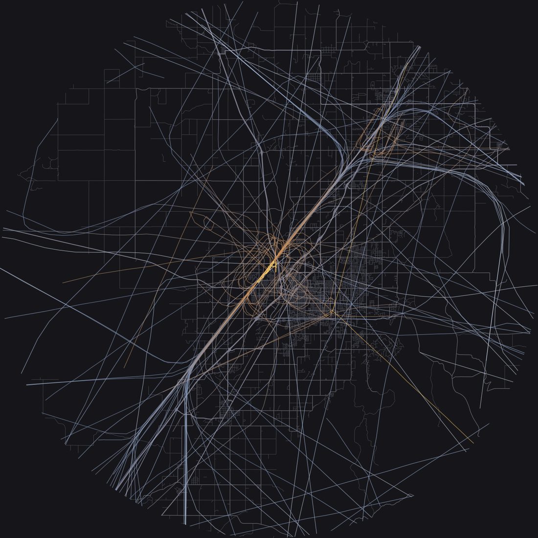 Every aircraft below 15,000 feet within 28 km of Idaho Falls Regional Airport on Friday, August 21, 2026, over the street map