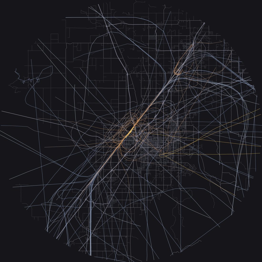 Every aircraft below 15,000 feet within 28 km of Idaho Falls Regional Airport on Tuesday, August 25, 2026, over the street map