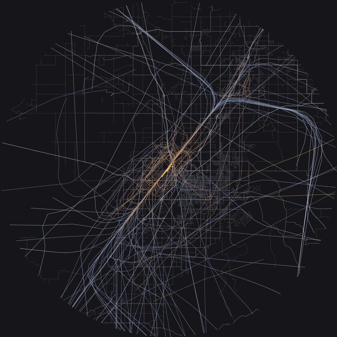 Every aircraft below 15,000 feet within 28 km of Idaho Falls Regional Airport on Thursday, August 27, 2026, over the street map