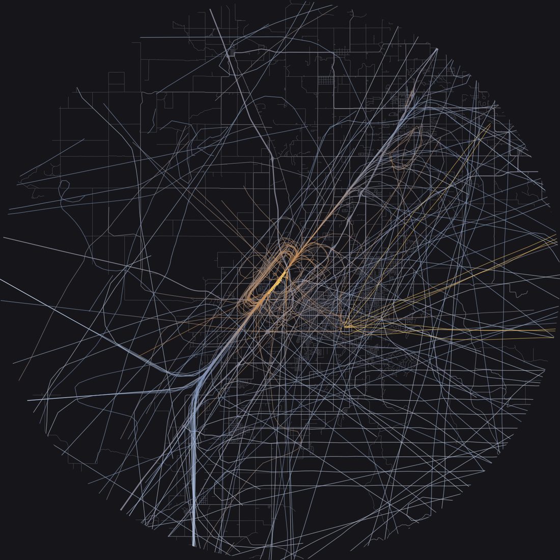 Every aircraft below 15,000 feet within 28 km of Idaho Falls Regional Airport on Monday, August 31, 2026, over the street map