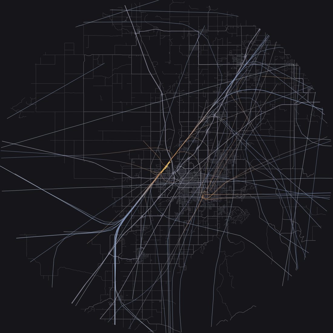 Every aircraft below 15,000 feet within 28 km of Idaho Falls Regional Airport on Sunday, September 13, 2026, over the street map