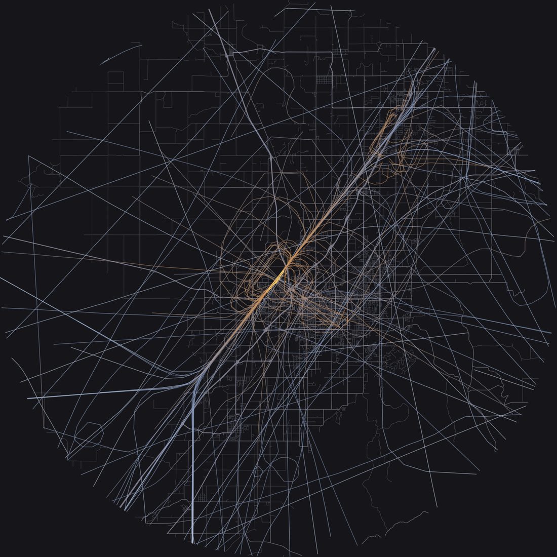 Every aircraft below 15,000 feet within 28 km of Idaho Falls Regional Airport on Thursday, September 24, 2026, over the street map