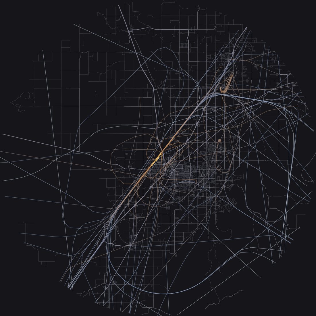 Every aircraft below 15,000 feet within 28 km of Idaho Falls Regional Airport on Sunday, October 4, 2026, over the street map