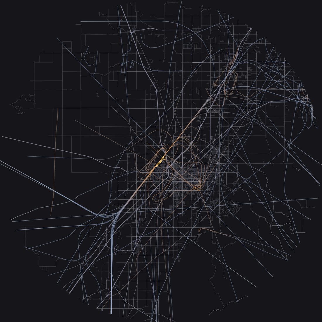Every aircraft below 15,000 feet within 28 km of Idaho Falls Regional Airport on Tuesday, October 6, 2026, over the street map