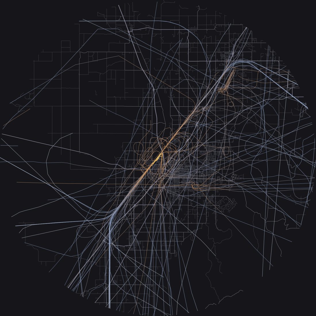 Every aircraft below 15,000 feet within 28 km of Idaho Falls Regional Airport on Wednesday, October 7, 2026, over the street map