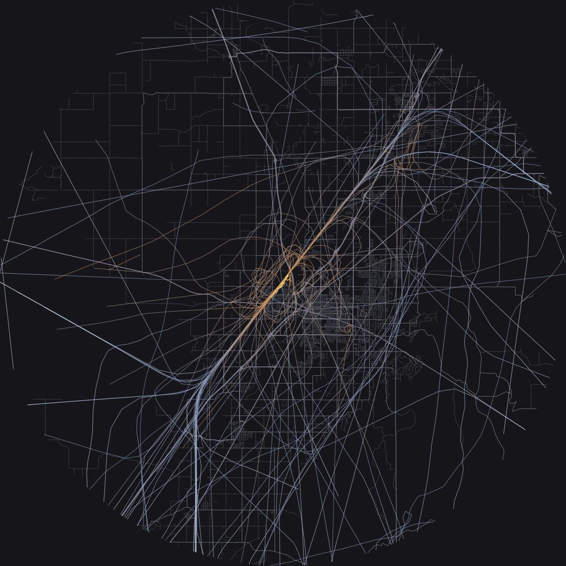 Every aircraft below 15,000 feet within 28 km of Idaho Falls Regional Airport on Thursday, October 8, 2026, over the street map
