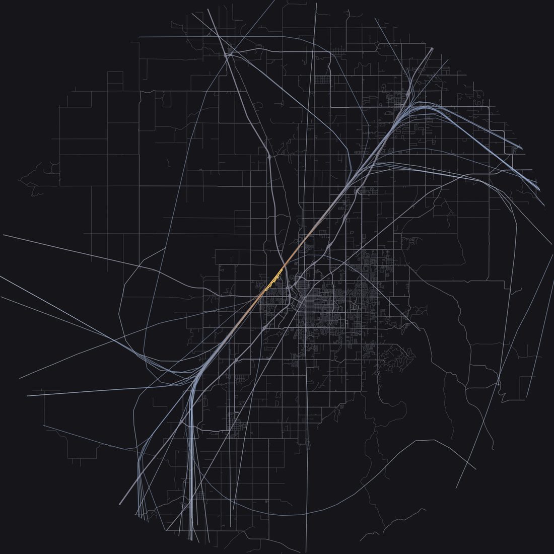 Every aircraft below 15,000 feet within 28 km of Idaho Falls Regional Airport on Monday, October 12, 2026, over the street map
