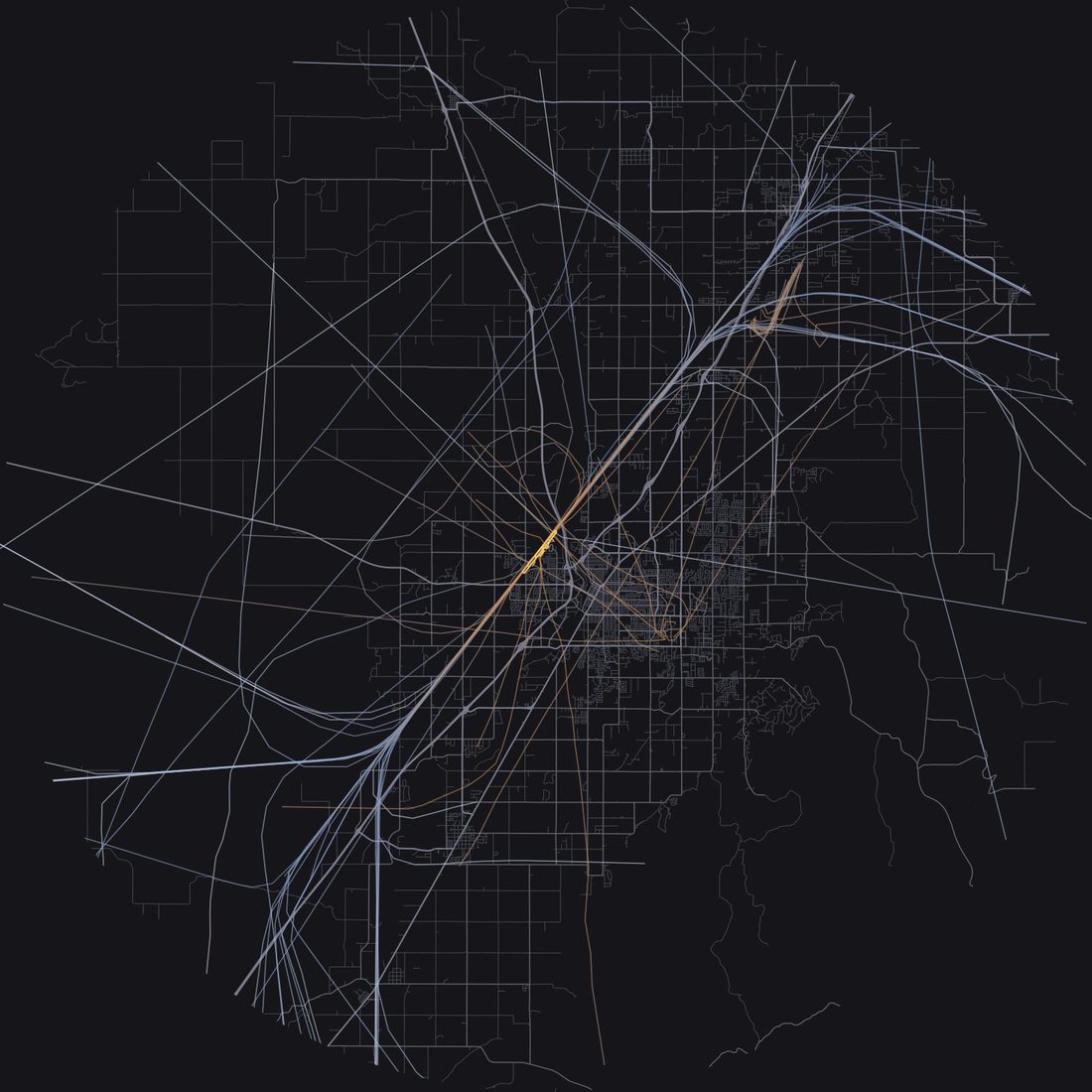 Every aircraft below 15,000 feet within 28 km of Idaho Falls Regional Airport on Tuesday, October 13, 2026, over the street map