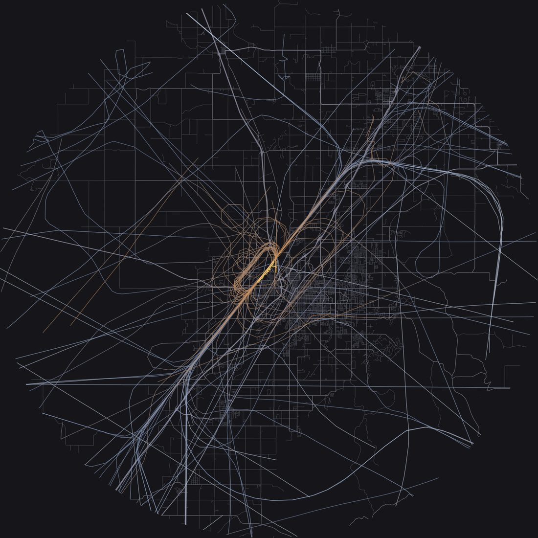 Every aircraft below 15,000 feet within 28 km of Idaho Falls Regional Airport on Wednesday, October 21, 2026, over the street map